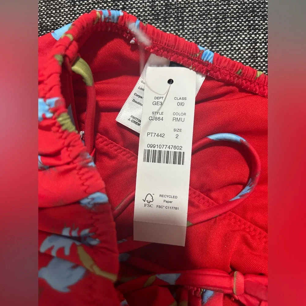J. Crew Red and Blue Floral One Piece Swimsuit - Picture 4 of 10